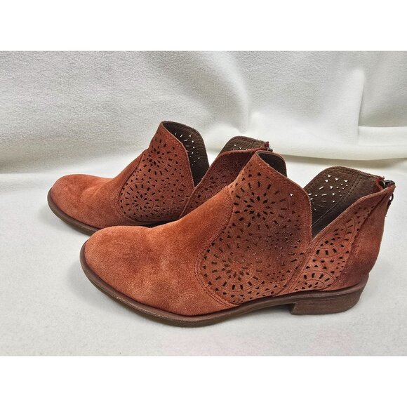 Sofft Barrosa Sunset Orange Suede Leather Ankle Boots Size 6 - Picture 3 of 6